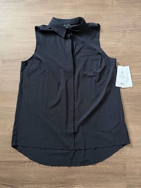 NWT Athleta Urbanite II Tank Black Button Down Top Large